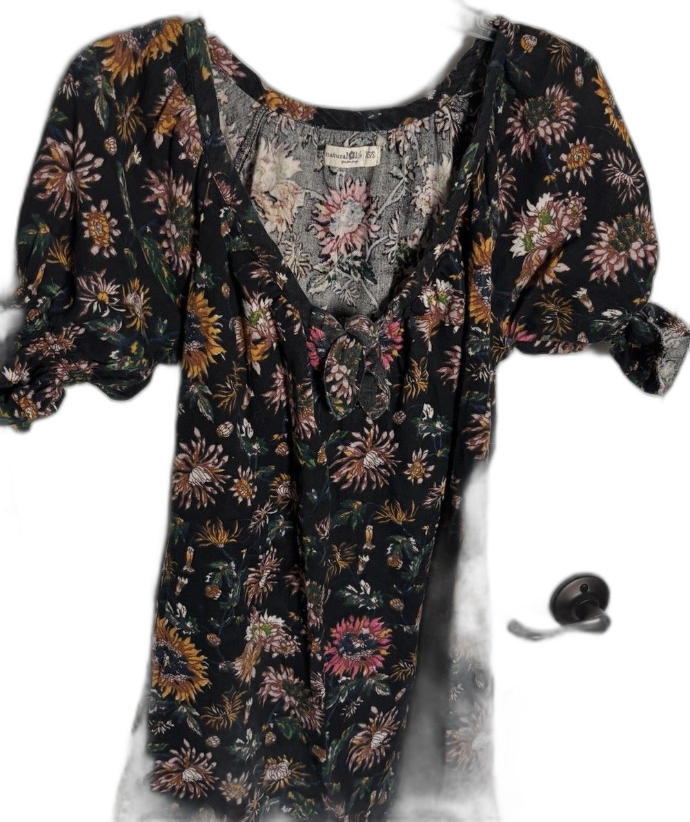 Natural Life Black Floral Dress Size XS/Small